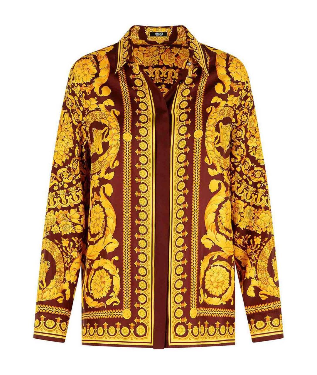 VERSACE Бордовая шелковая рубашка, фото 1