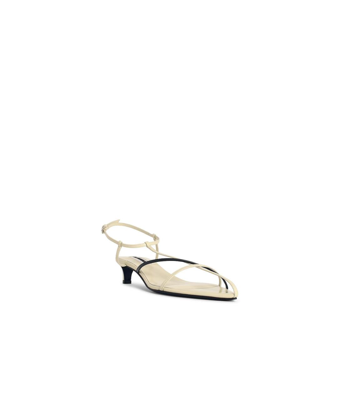 JIL SANDER Белые кожаные сандалии, фото 2