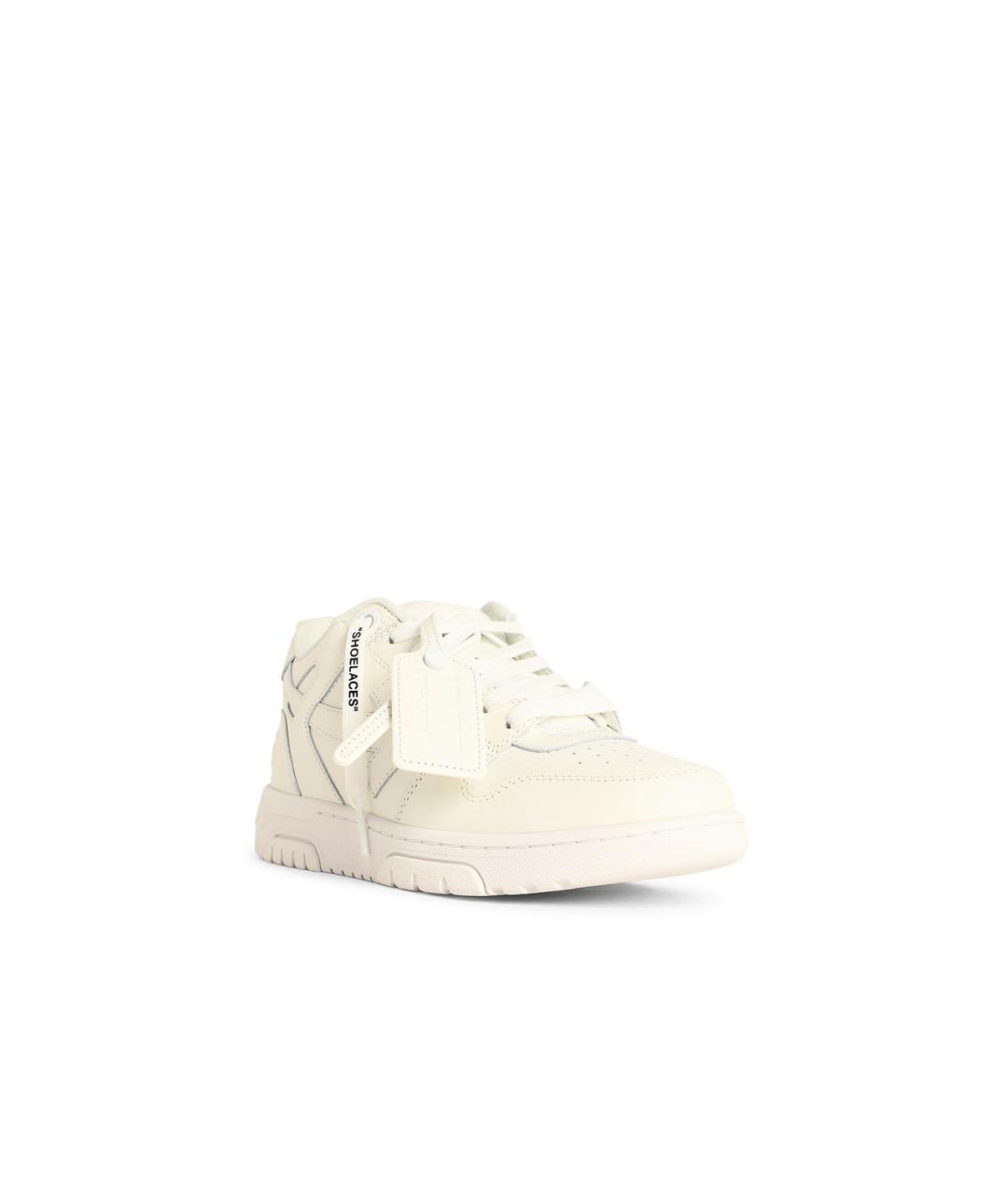 OFF-WHITE Белые кожаные низкие кроссовки / кеды, фото 2
