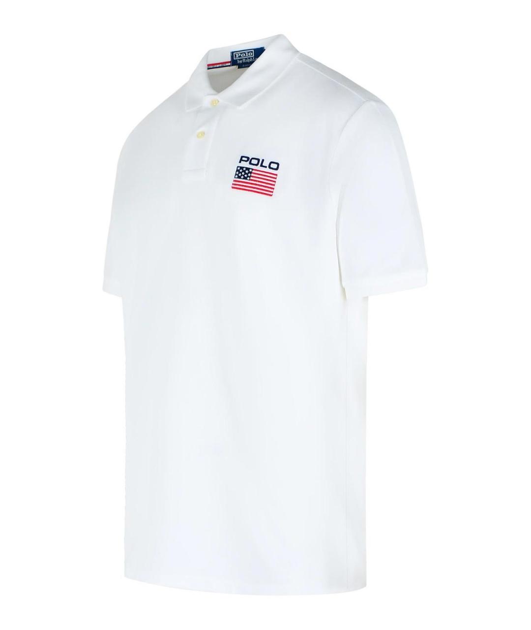 POLO RALPH LAUREN Белое хлопковое поло с коротким рукавом, фото 3