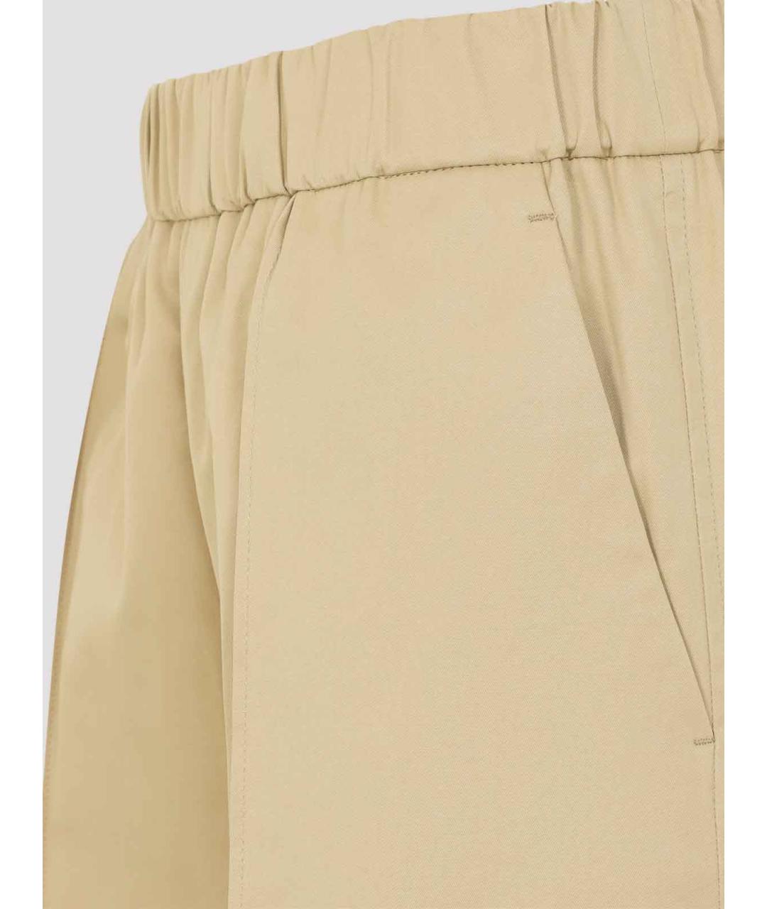 JIL SANDER Бежевые хлопковые спортивные брюки и шорты, фото 3