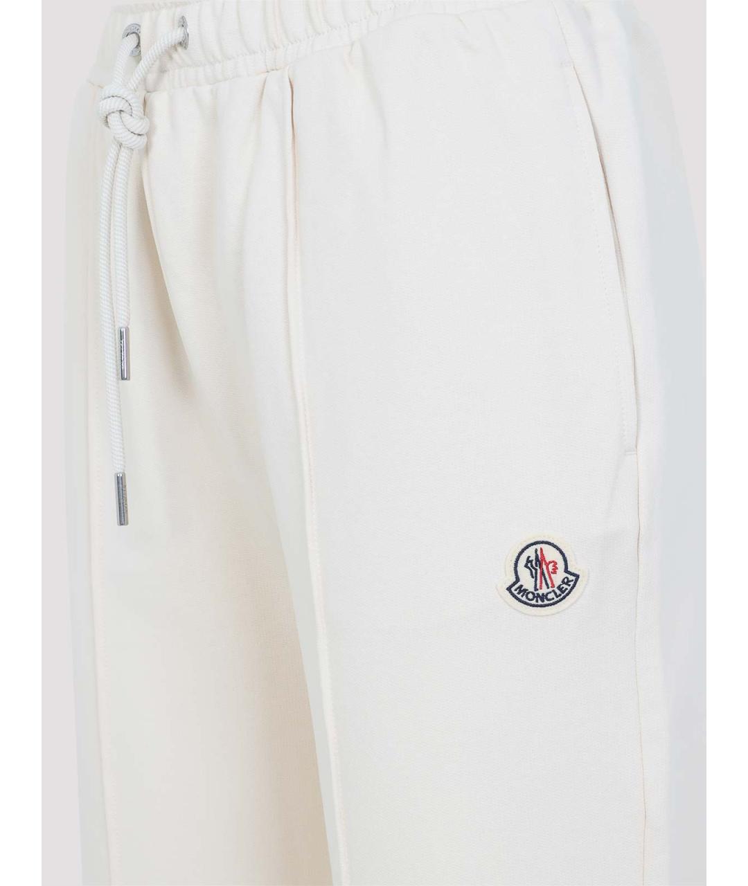 MONCLER Бежевые хлопковые спортивные брюки и шорты, фото 3