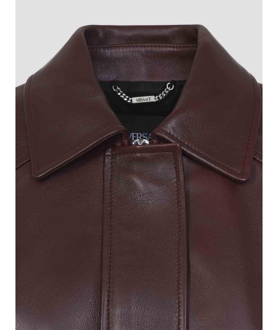 VERSACE Бордовая кожаная куртка, фото 4
