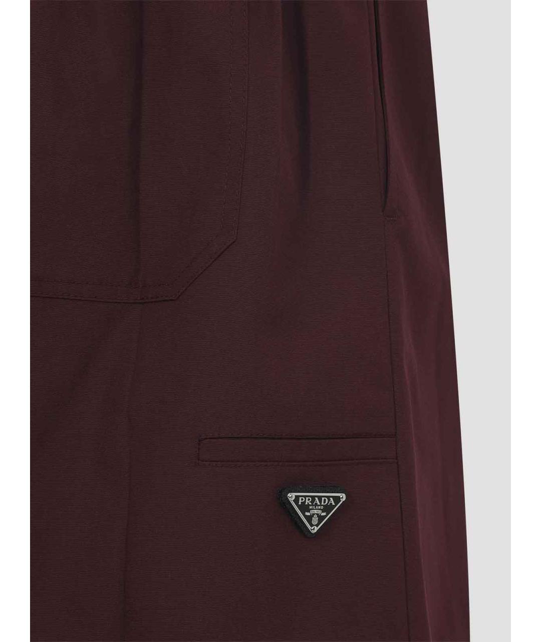 PRADA Бордовая полиэстеровая юбка миди, фото 4