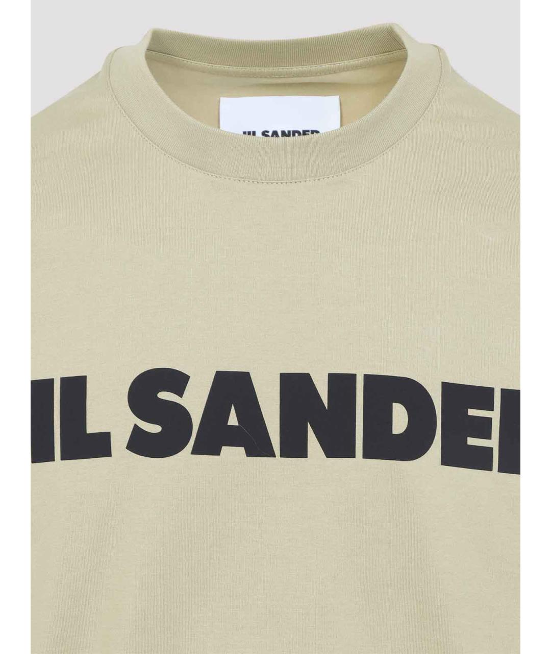 JIL SANDER Бежевая хлопковая футболка, фото 3