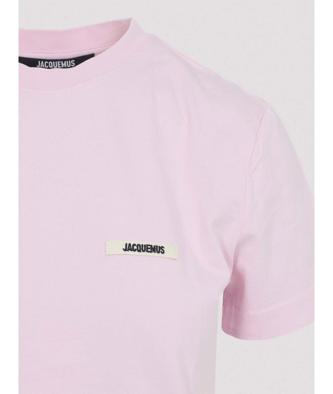 JACQUEMUS Розовая хлопковая футболка, фото 3