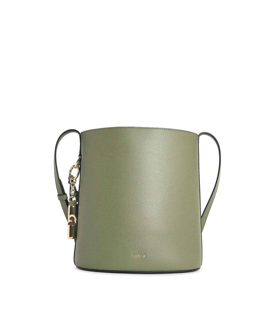 FURLA Зеленая кожаная сумка через плечо, фото 1
