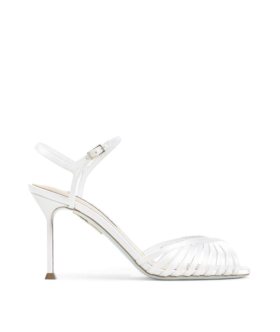 AQUAZZURA Белые кожаные сандалии, фото 1