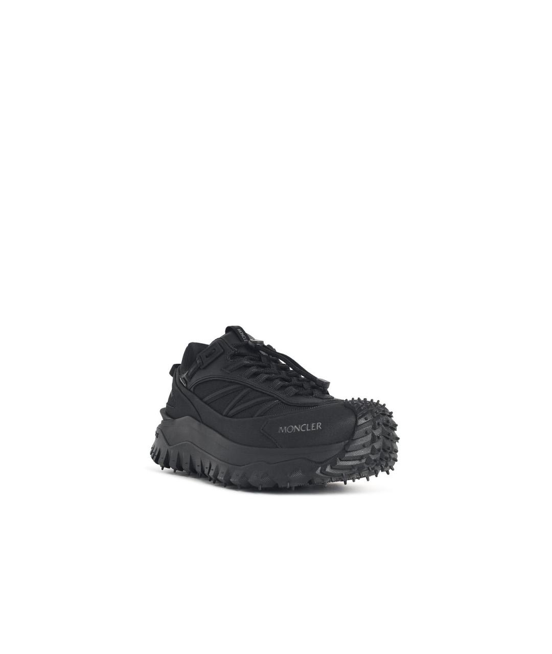 MONCLER Черные кожаные низкие кроссовки / кеды, фото 2