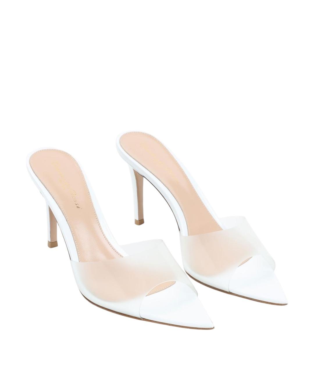 GIANVITO ROSSI Белые кожаные мюли, фото 3