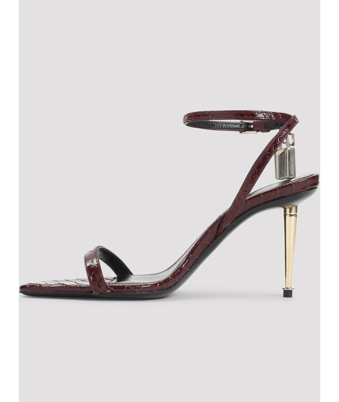 TOM FORD Бордовые босоножки из лакированной кожи, фото 2