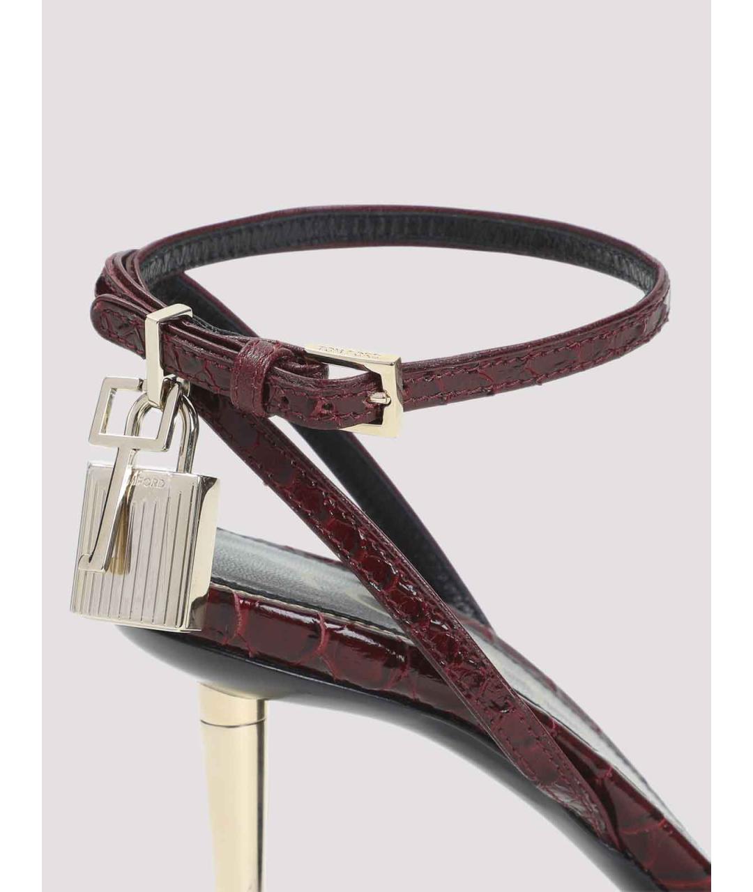 TOM FORD Бордовые босоножки из лакированной кожи, фото 3