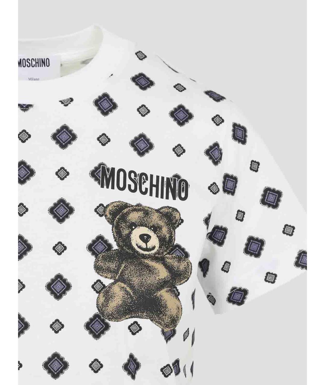 MOSCHINO Белая хлопковая футболка, фото 3