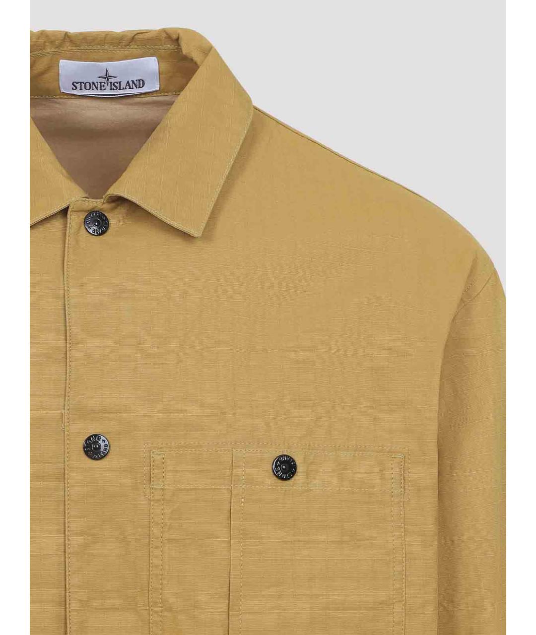STONE ISLAND Бежевая хлопковая кэжуал рубашка, фото 4