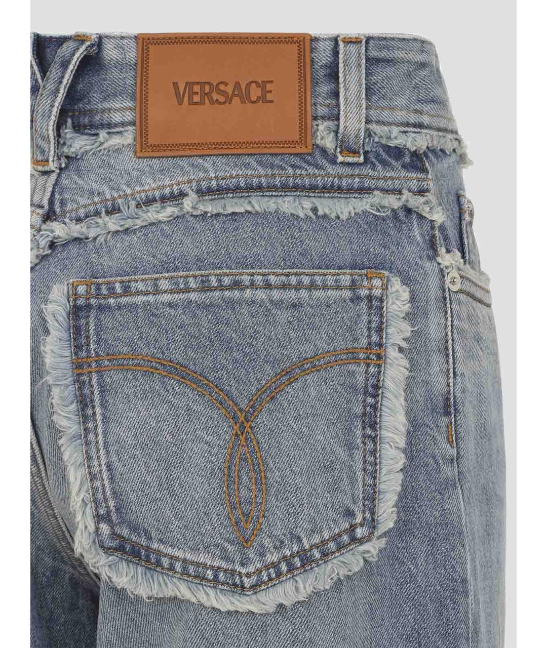 VERSACE Синие хлопковые прямые джинсы, фото 3
