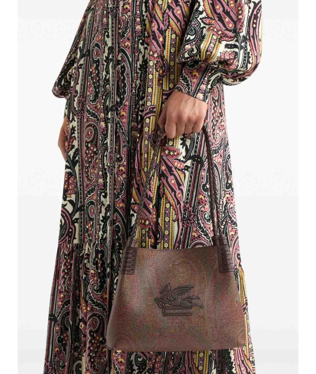 ETRO Коричневая кожаная сумка через плечо, фото 5