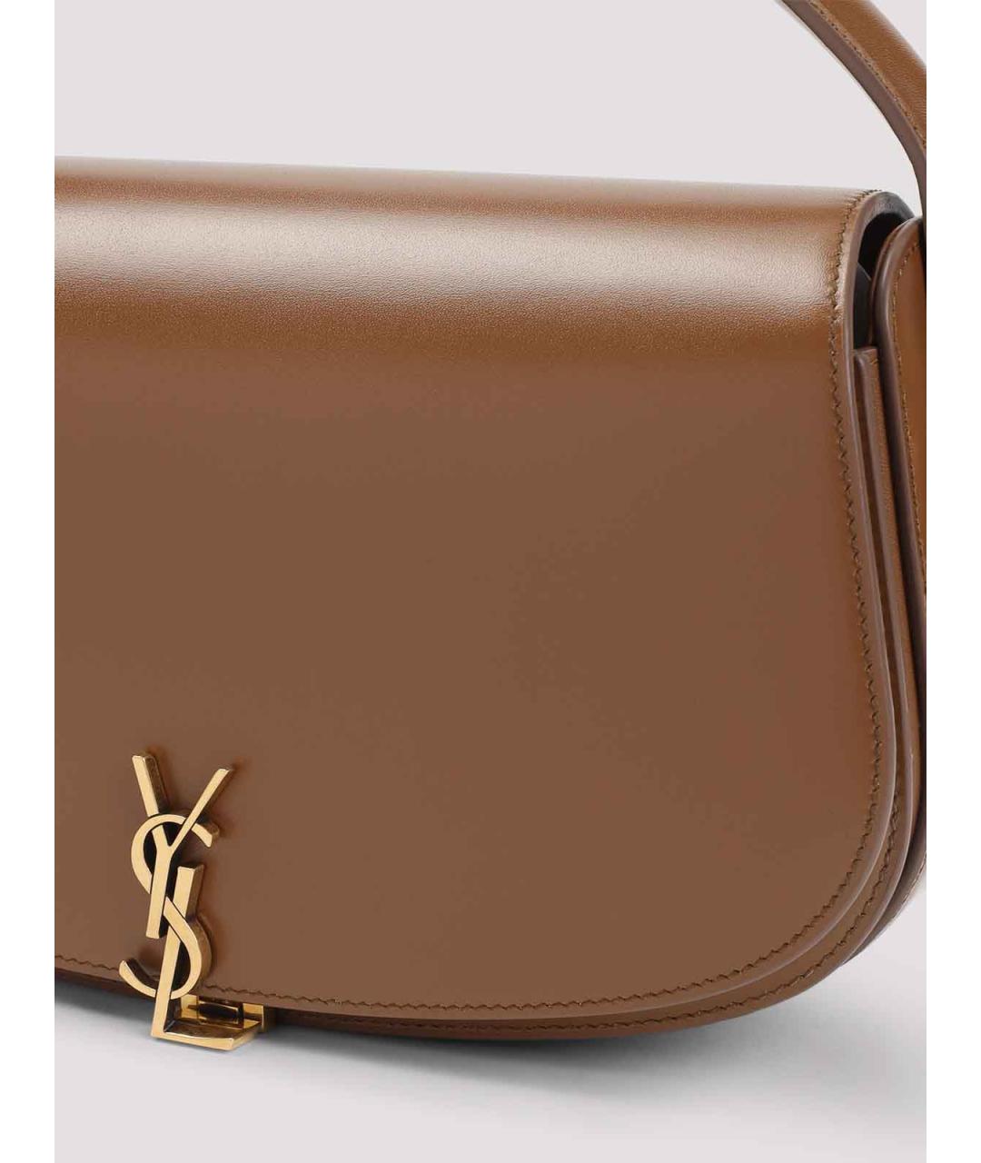 SAINT LAURENT Коричневая кожаная сумка через плечо, фото 3