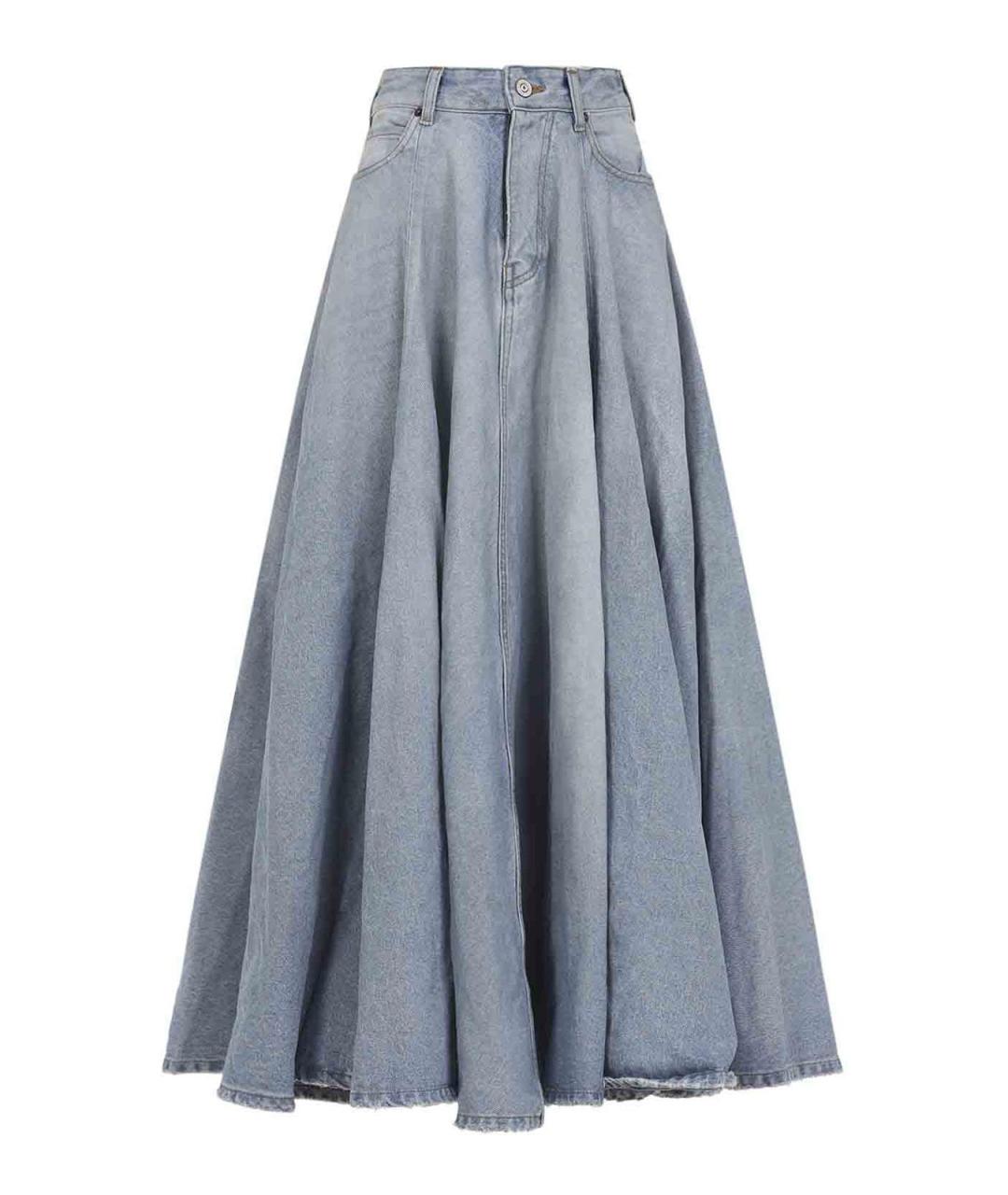 BALENCIAGA Голубая хлопковая юбка макси, фото 1