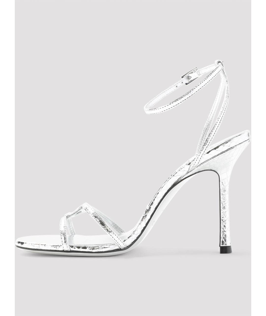 JIMMY CHOO Серебряные кожаные босоножки, фото 2