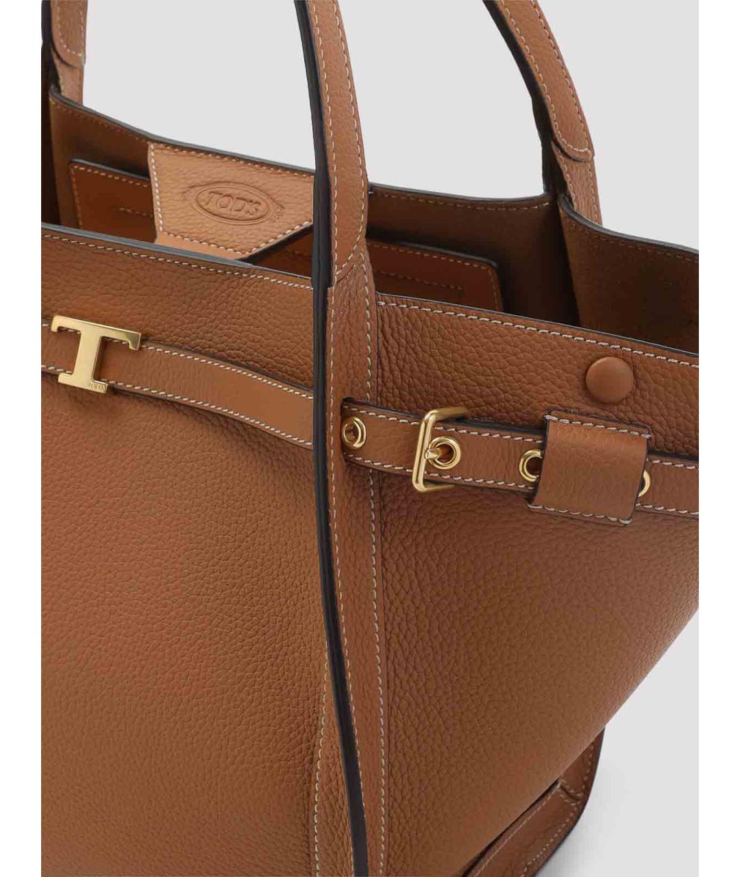 TOD'S Коричневая кожаная сумка тоут, фото 3