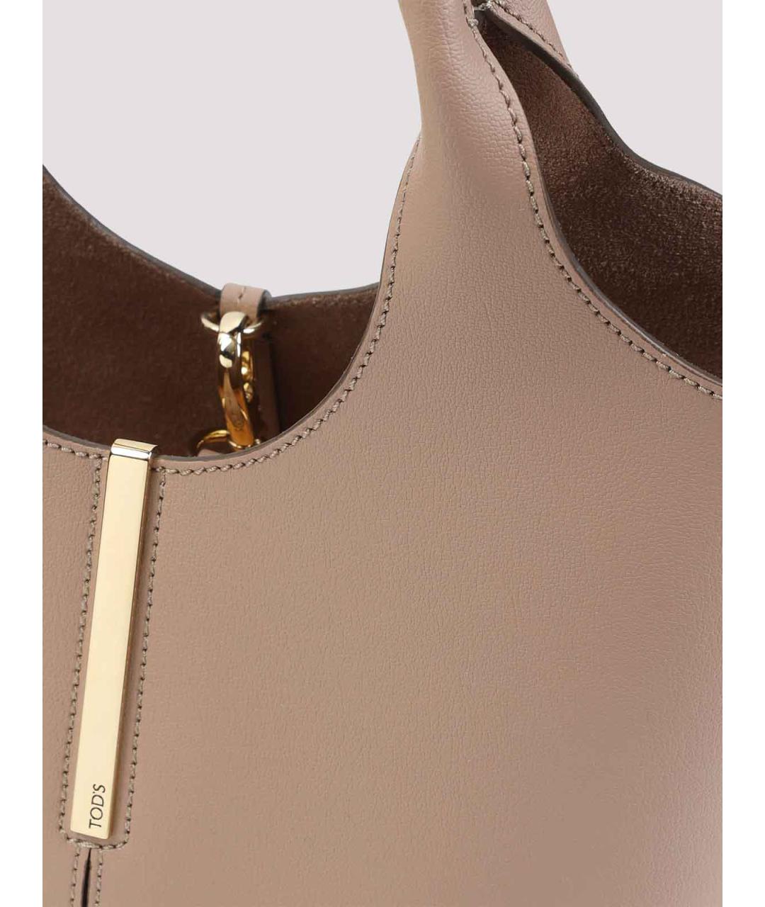 TOD'S Бежевая кожаная сумка тоут, фото 3
