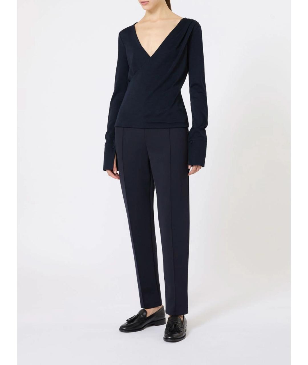MAX MARA Синие полиамидовые брюки широкие, фото 2