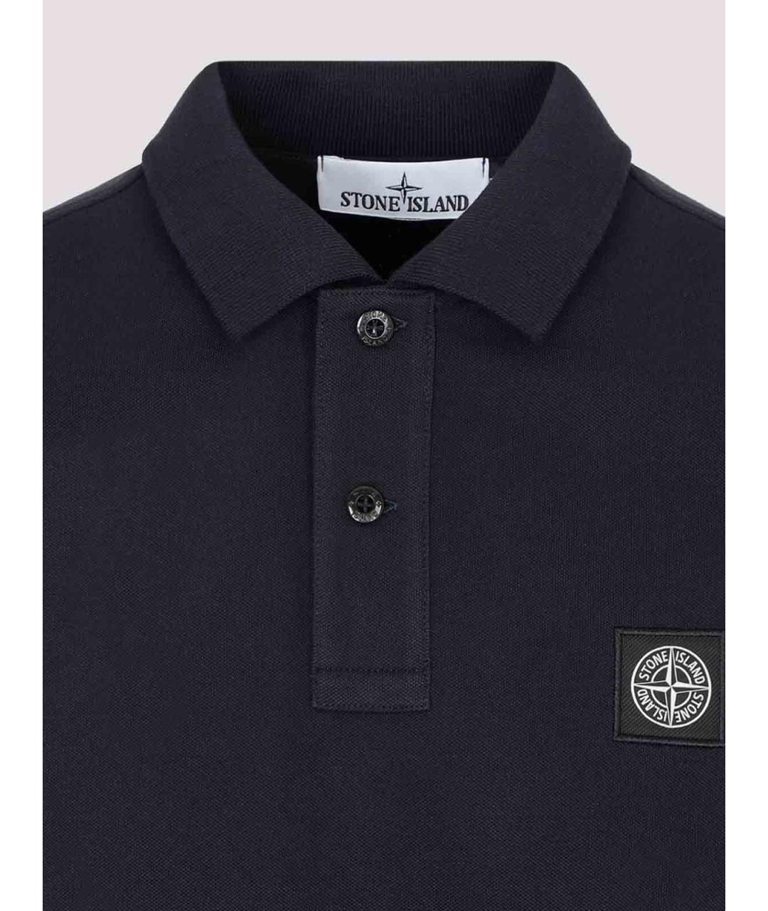 STONE ISLAND Темно-синее хлопковое поло с коротким рукавом, фото 3