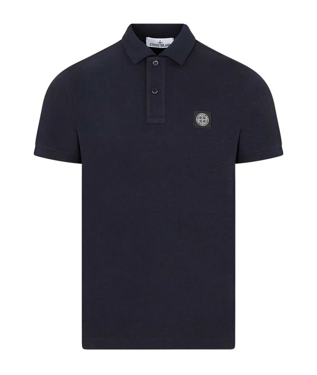 STONE ISLAND Темно-синее хлопковое поло с коротким рукавом, фото 1
