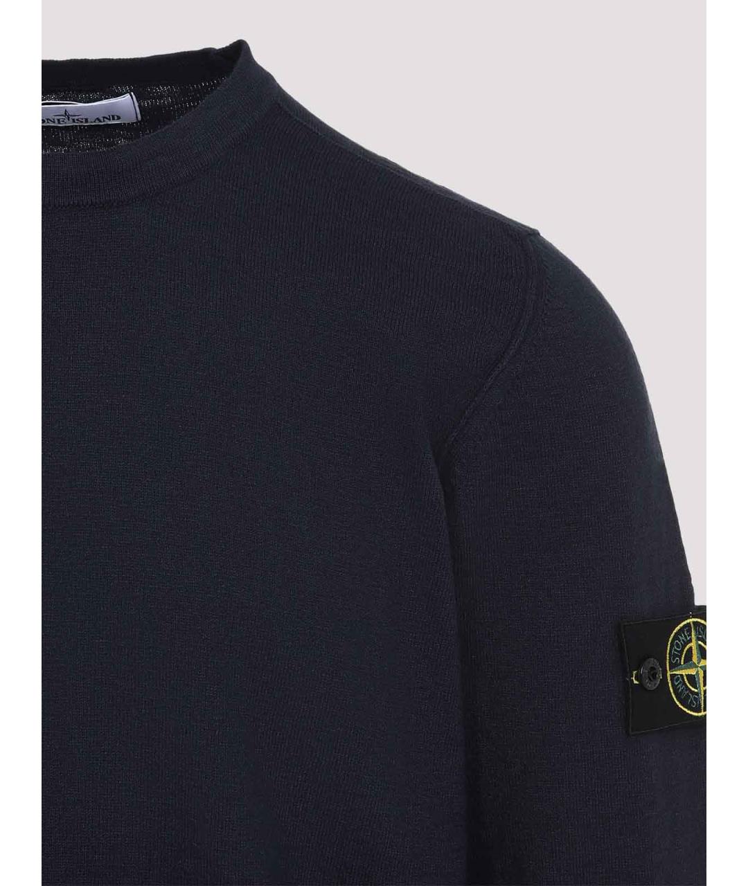 STONE ISLAND Темно-синий хлопковый джемпер / свитер, фото 3