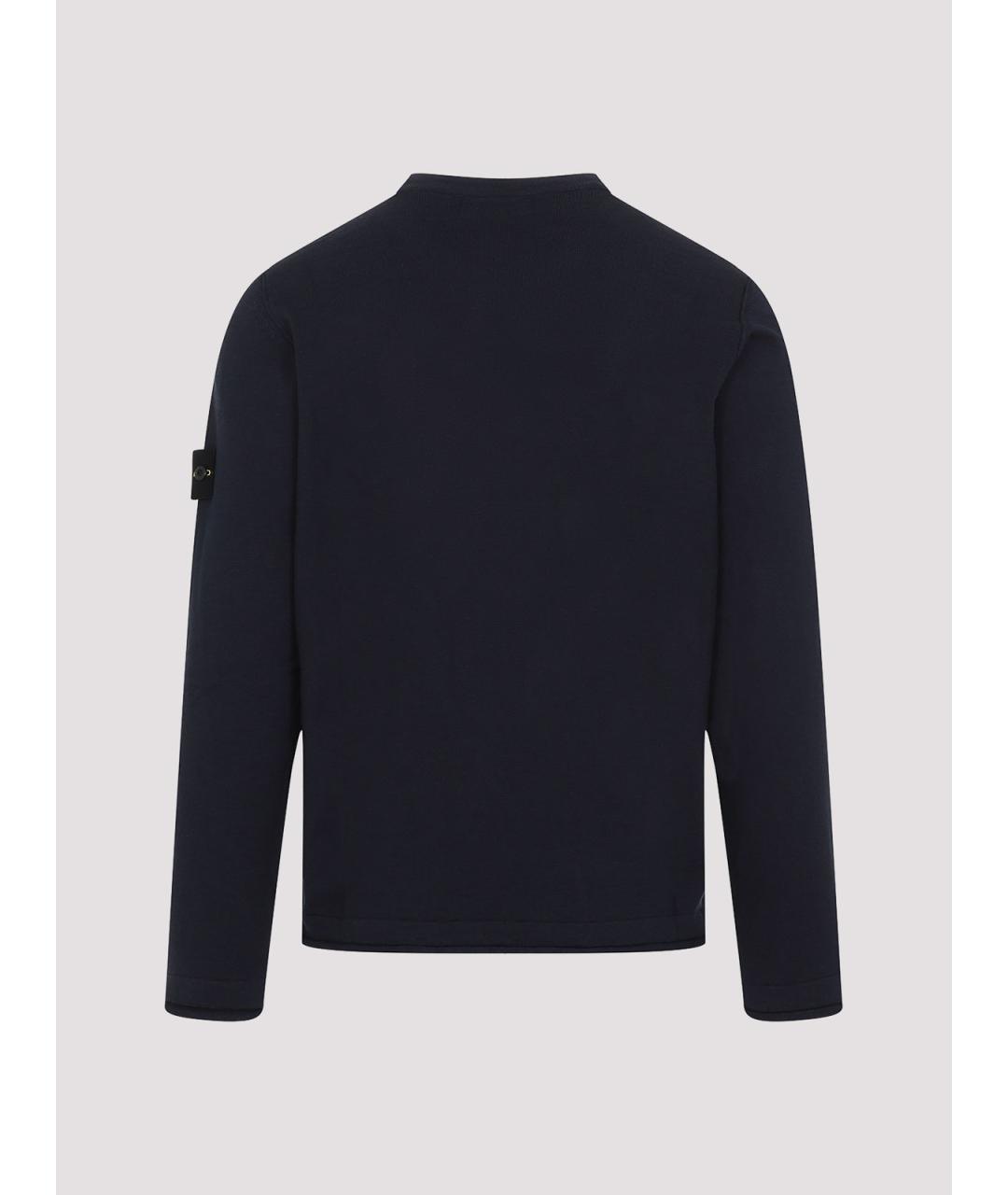 STONE ISLAND Темно-синий хлопковый джемпер / свитер, фото 2