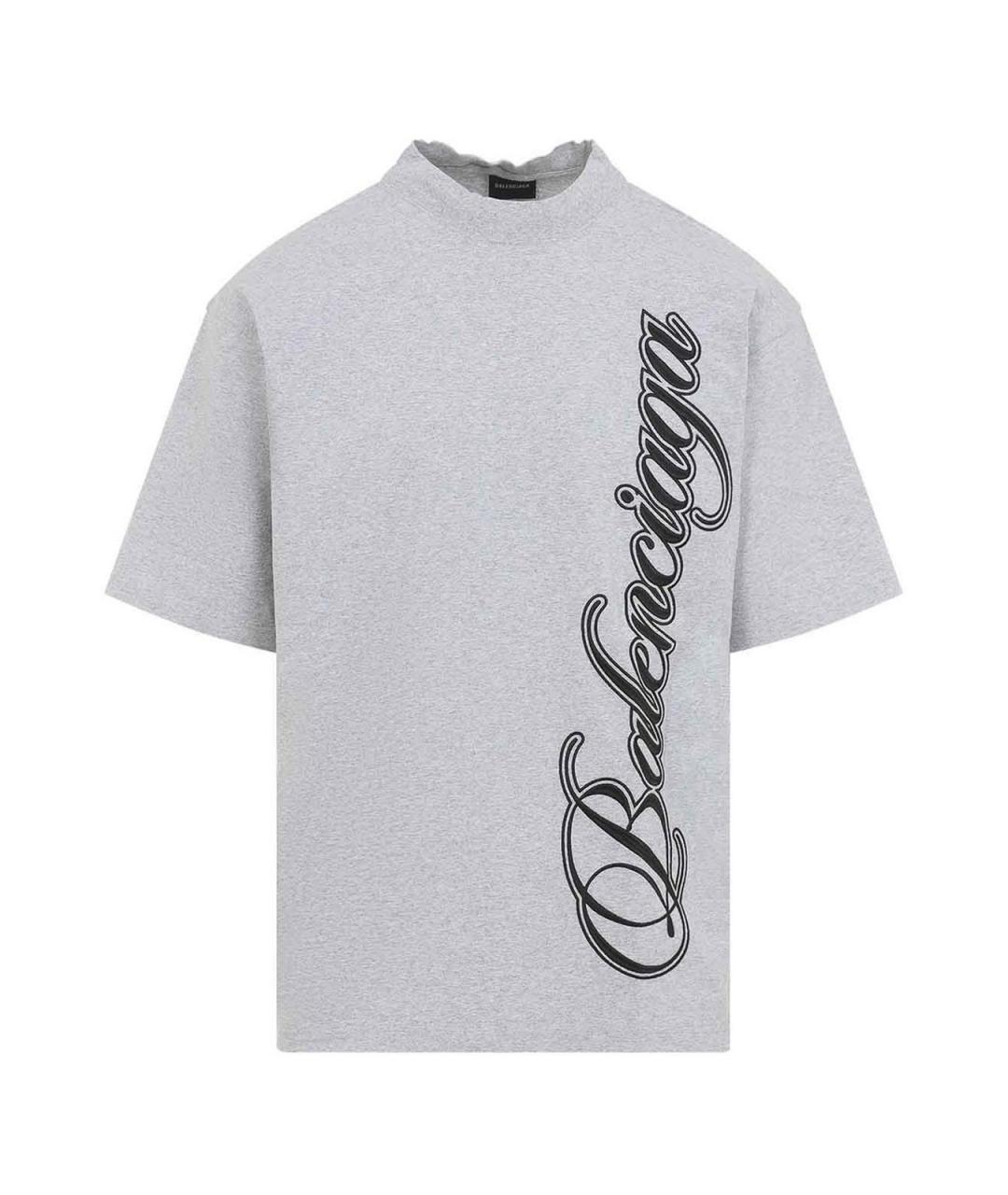 BALENCIAGA Серая хлопковая футболка, фото 1