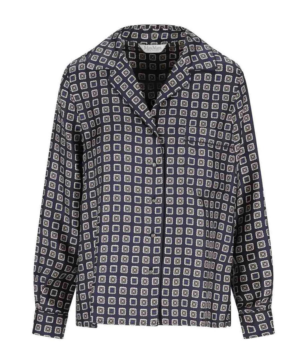 MAX MARA Синяя шелковая рубашка, фото 1