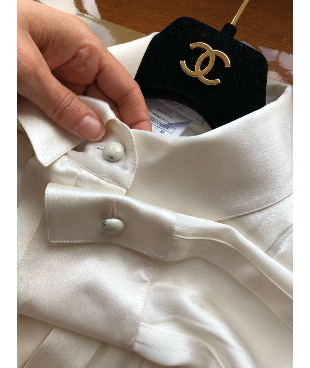 CHANEL PRE-OWNED Белая шелковая рубашка, фото 4