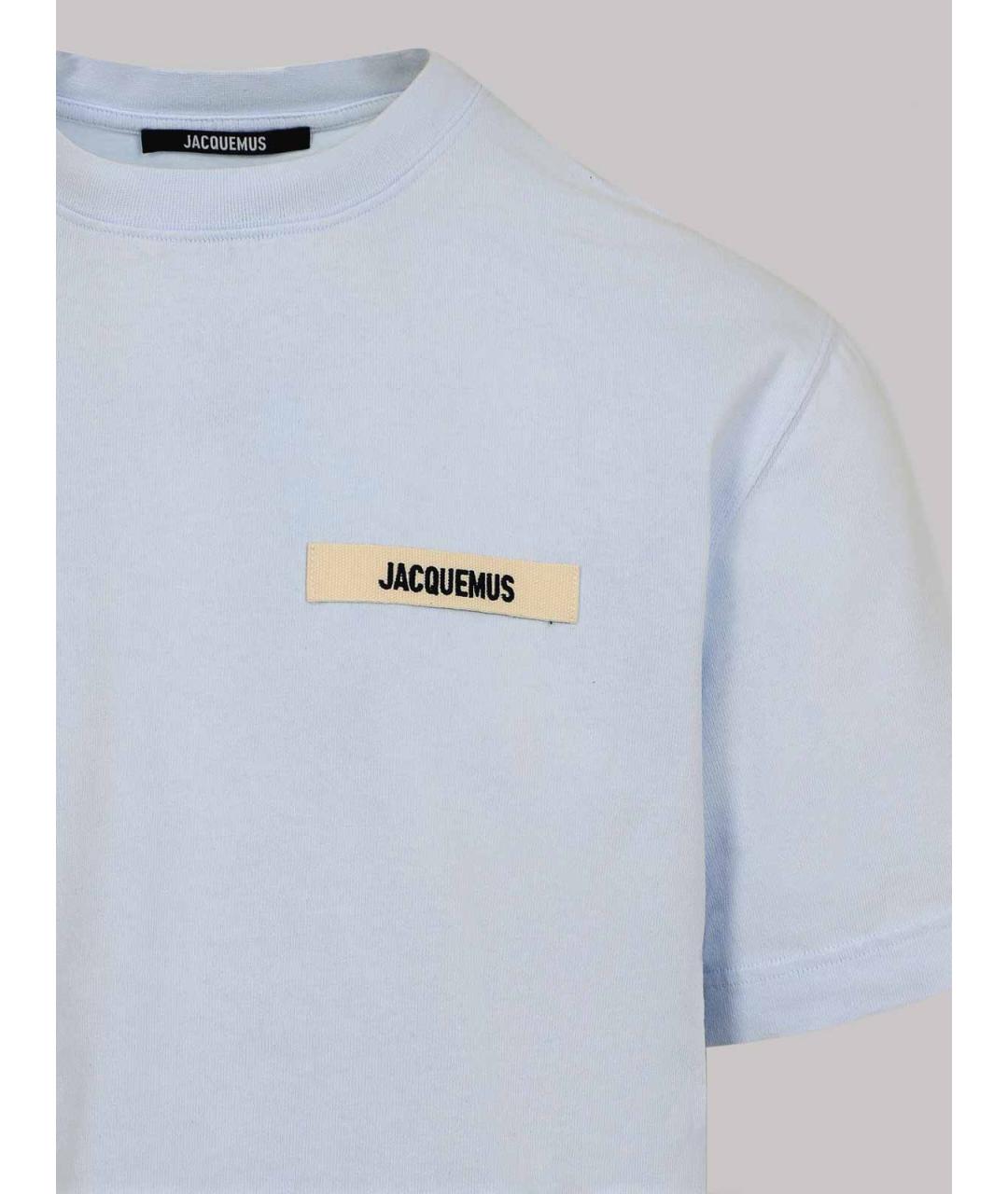 JACQUEMUS Голубая хлопковая футболка, фото 3