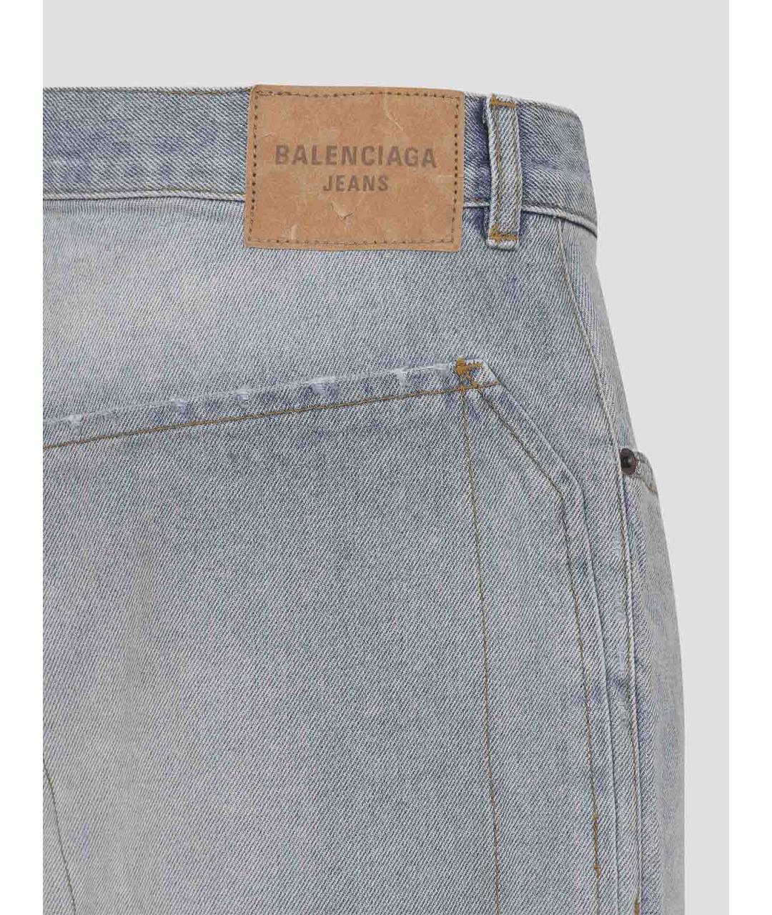 BALENCIAGA Голубые хлопковые прямые джинсы, фото 3