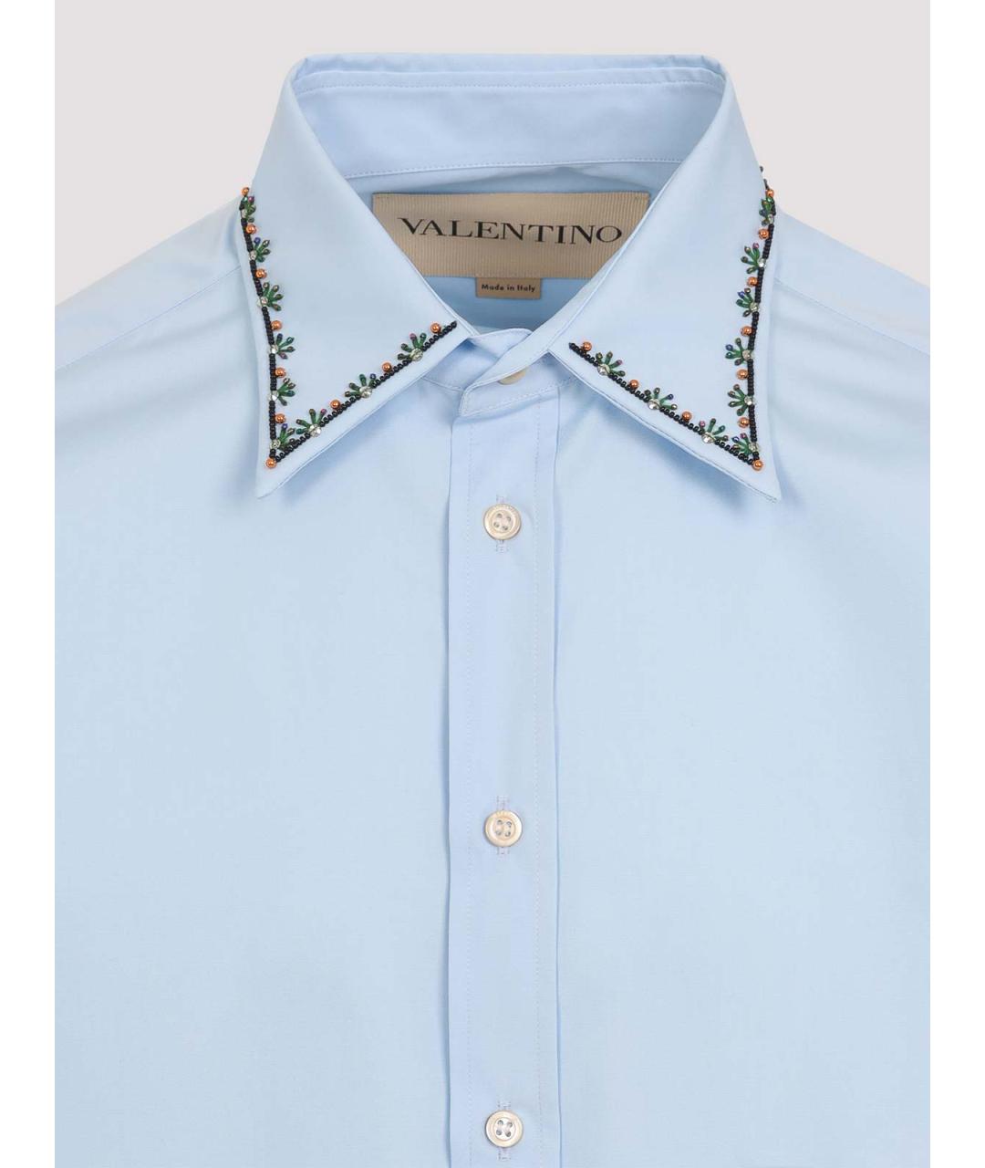 VALENTINO Голубая хлопковая кэжуал рубашка, фото 3