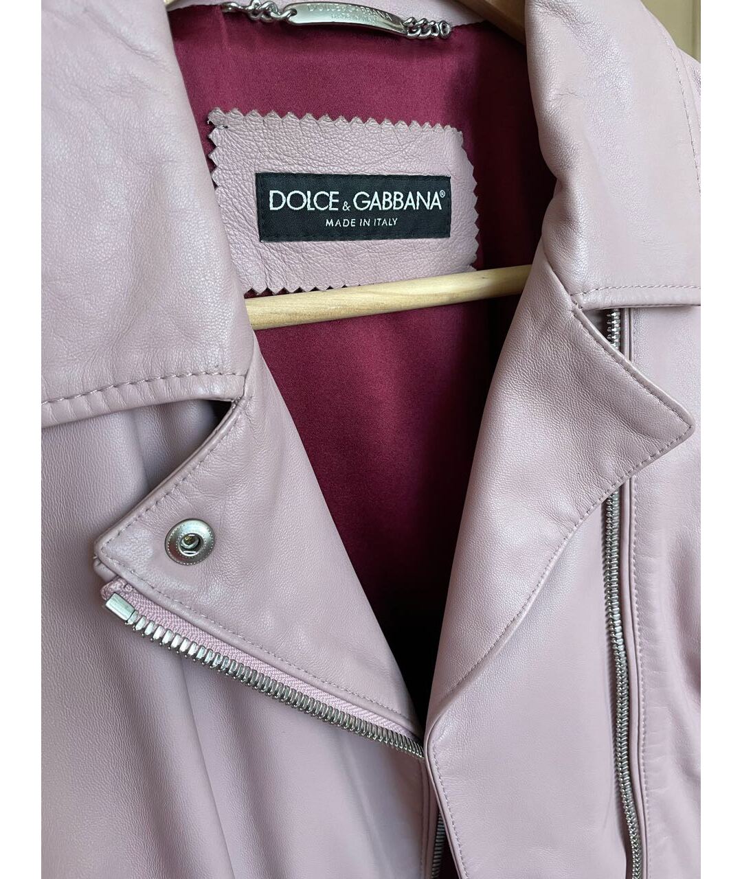 DOLCE&GABBANA Розовая кожаная куртка, фото 8