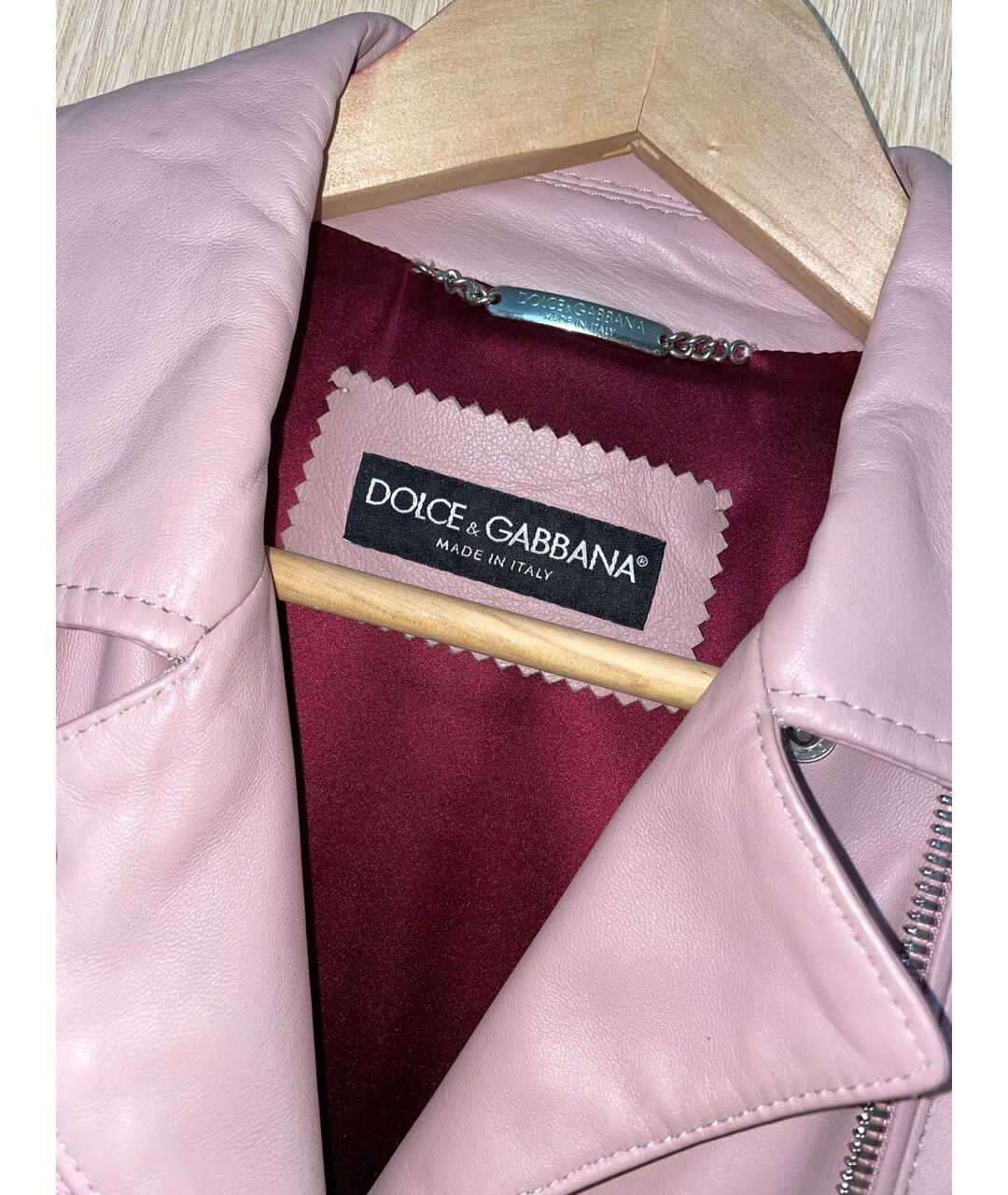 DOLCE&GABBANA Розовая кожаная куртка, фото 3