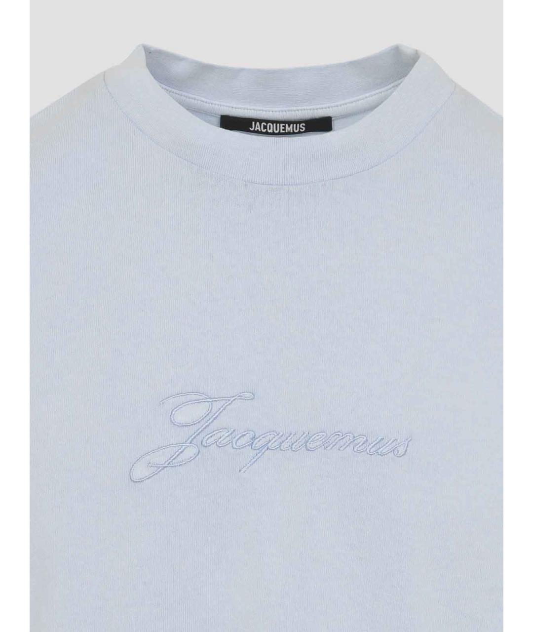 JACQUEMUS Голубая хлопковая футболка, фото 3