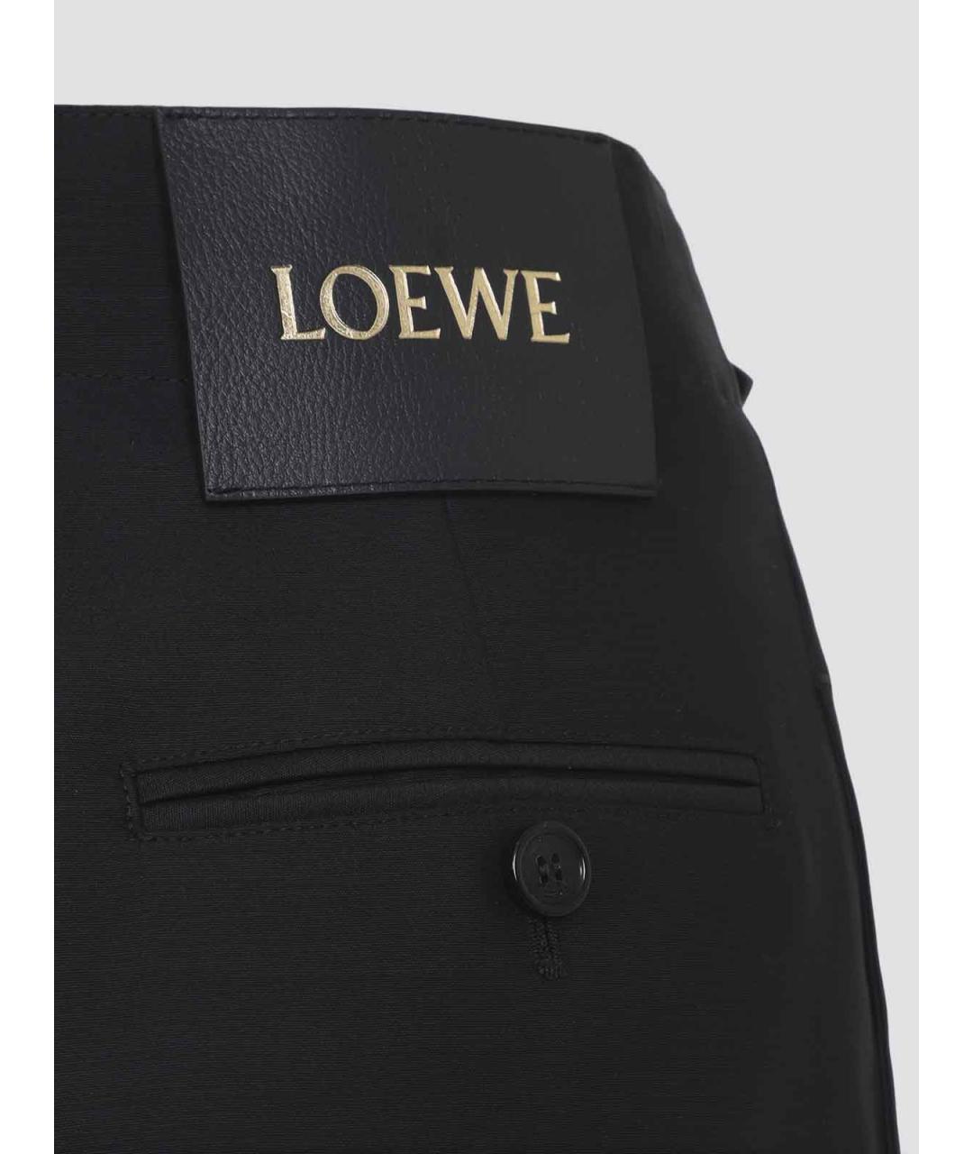 LOEWE Черные шерстяные прямые брюки, фото 3