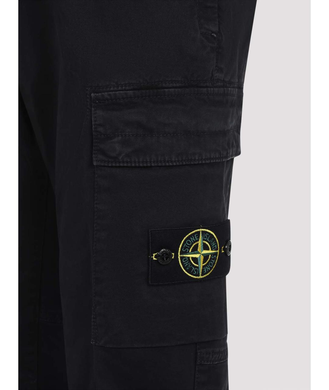 STONE ISLAND Черные хлопковые повседневные брюки, фото 3