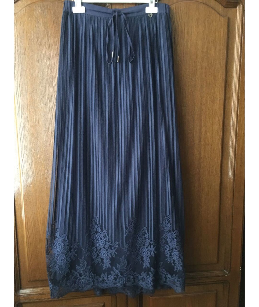 TWIN-SET Синяя сетчатая юбка макси, фото 5