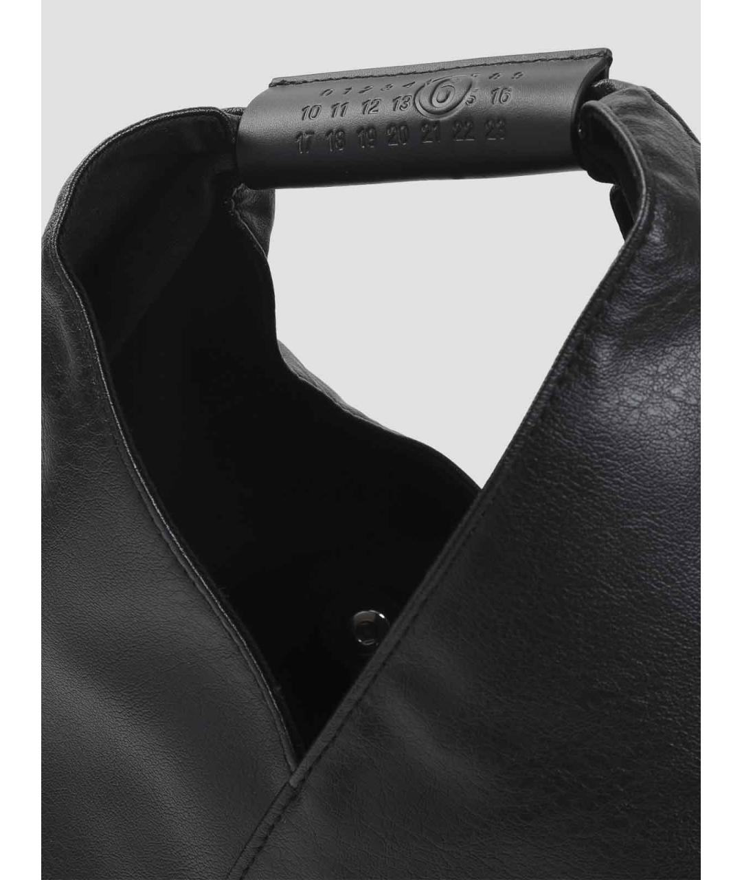 MM6 MAISON MARGIELA Черная кожаная сумка тоут, фото 3