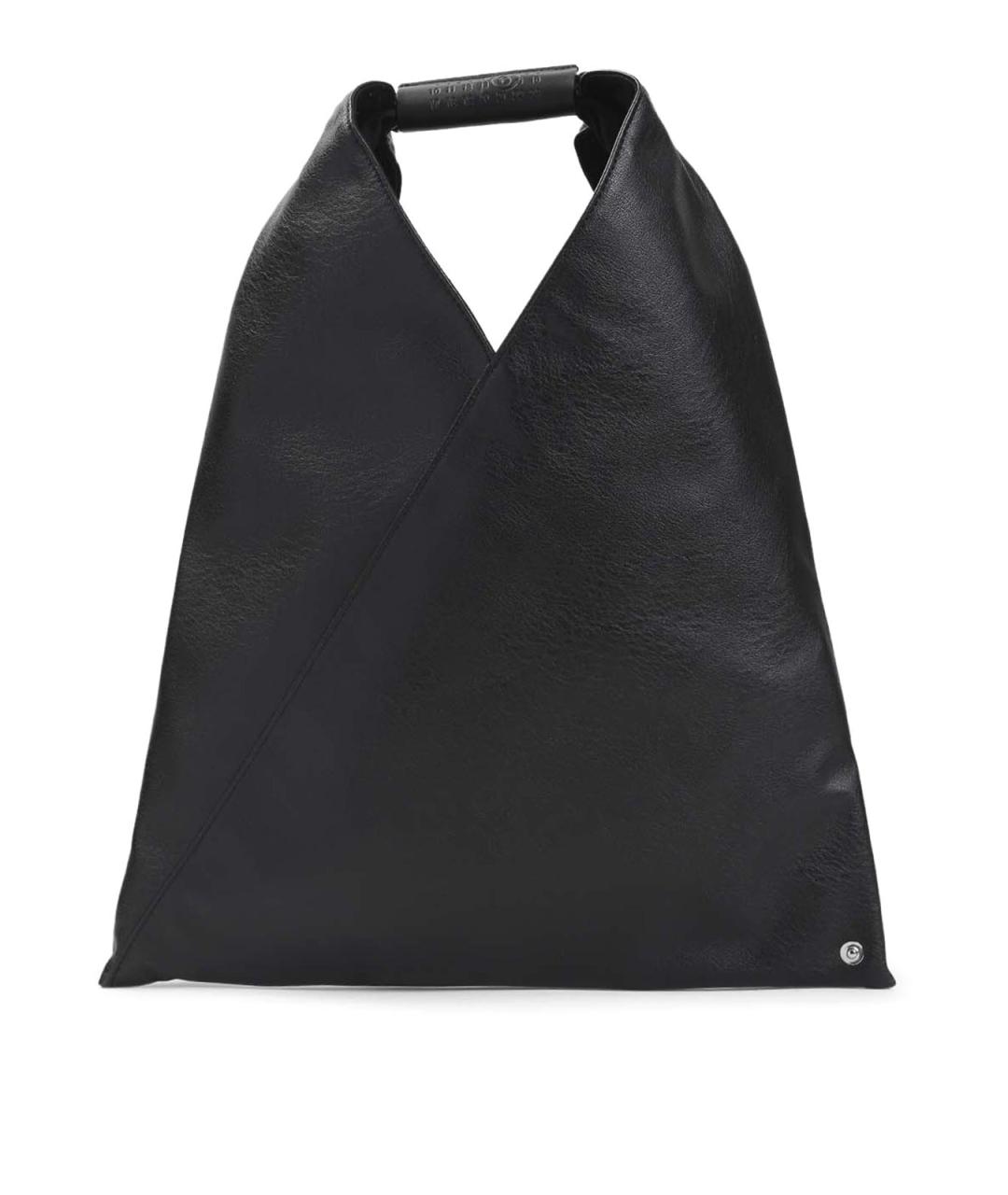 MM6 MAISON MARGIELA Черная кожаная сумка тоут, фото 1