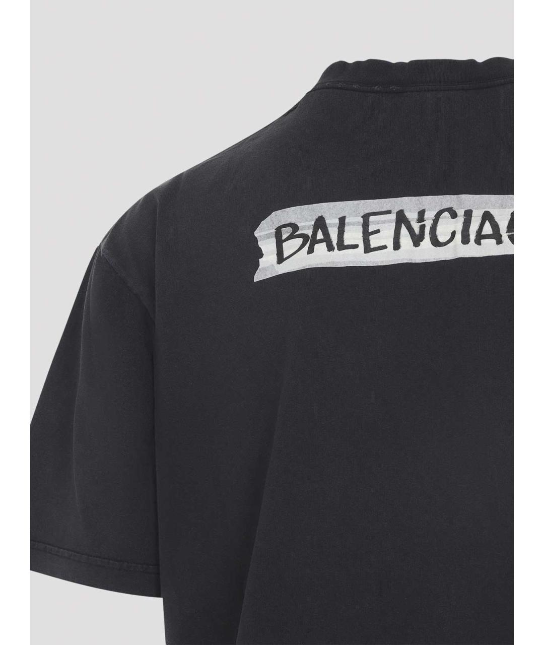 BALENCIAGA Черная хлопковая футболка, фото 3