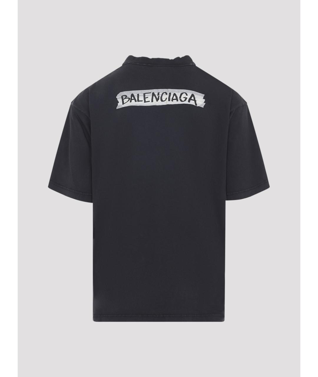 BALENCIAGA Черная хлопковая футболка, фото 2