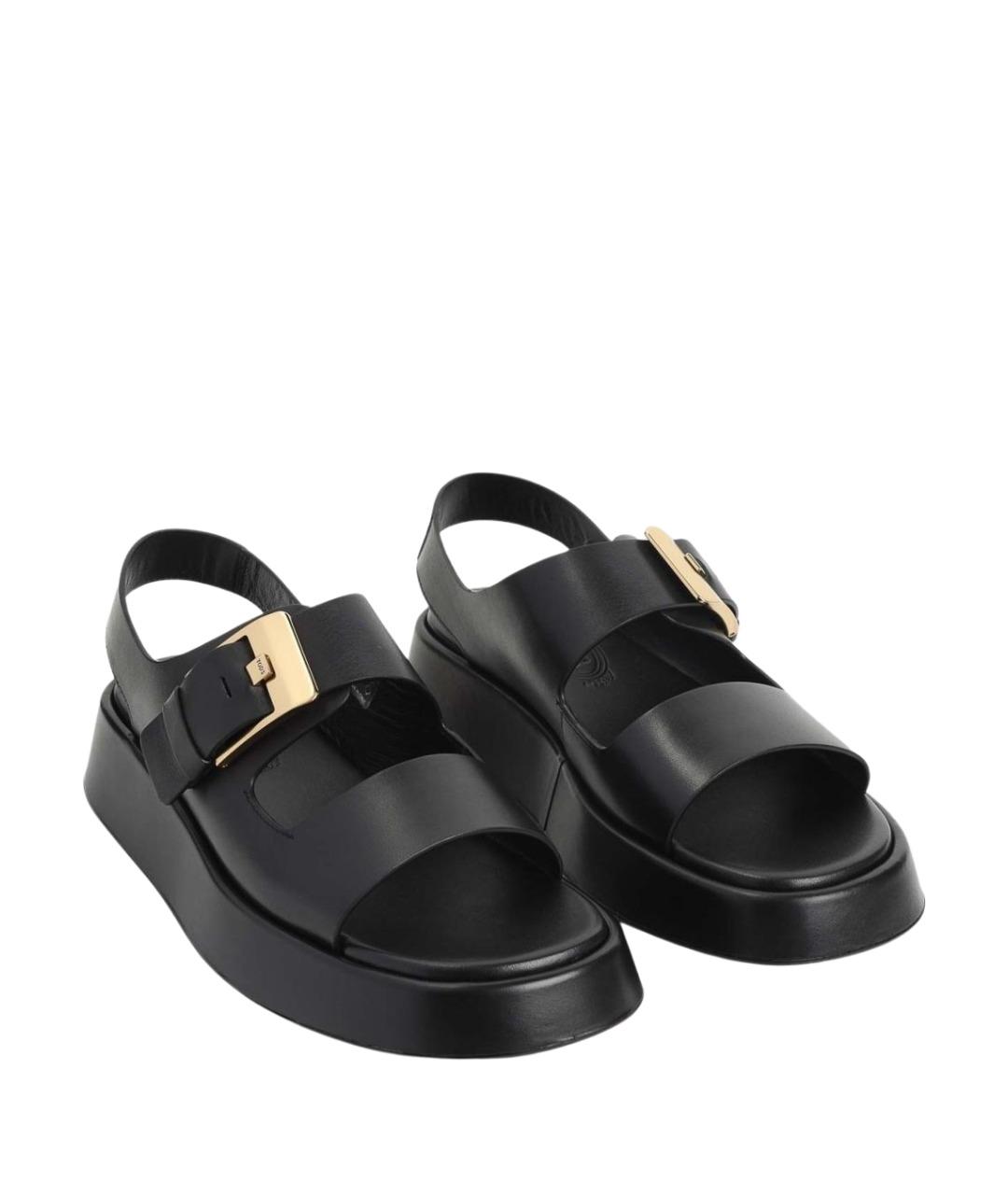 TOD'S Черные кожаные сандалии, фото 3