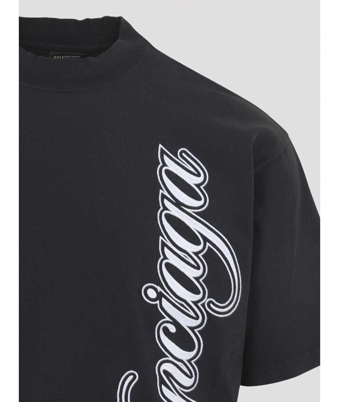 BALENCIAGA Черная хлопковая футболка, фото 3