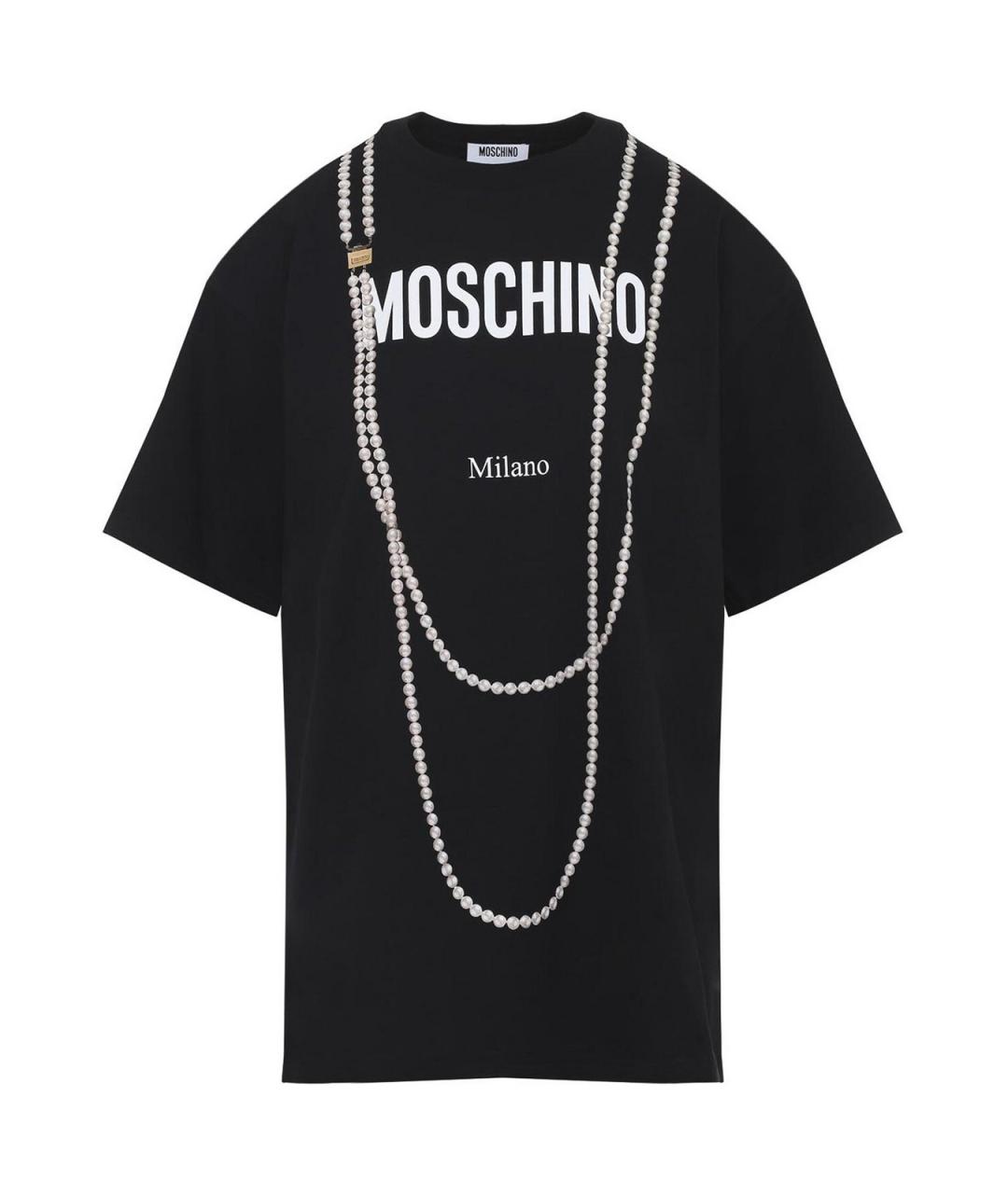 MOSCHINO Черная хлопковая футболка, фото 1