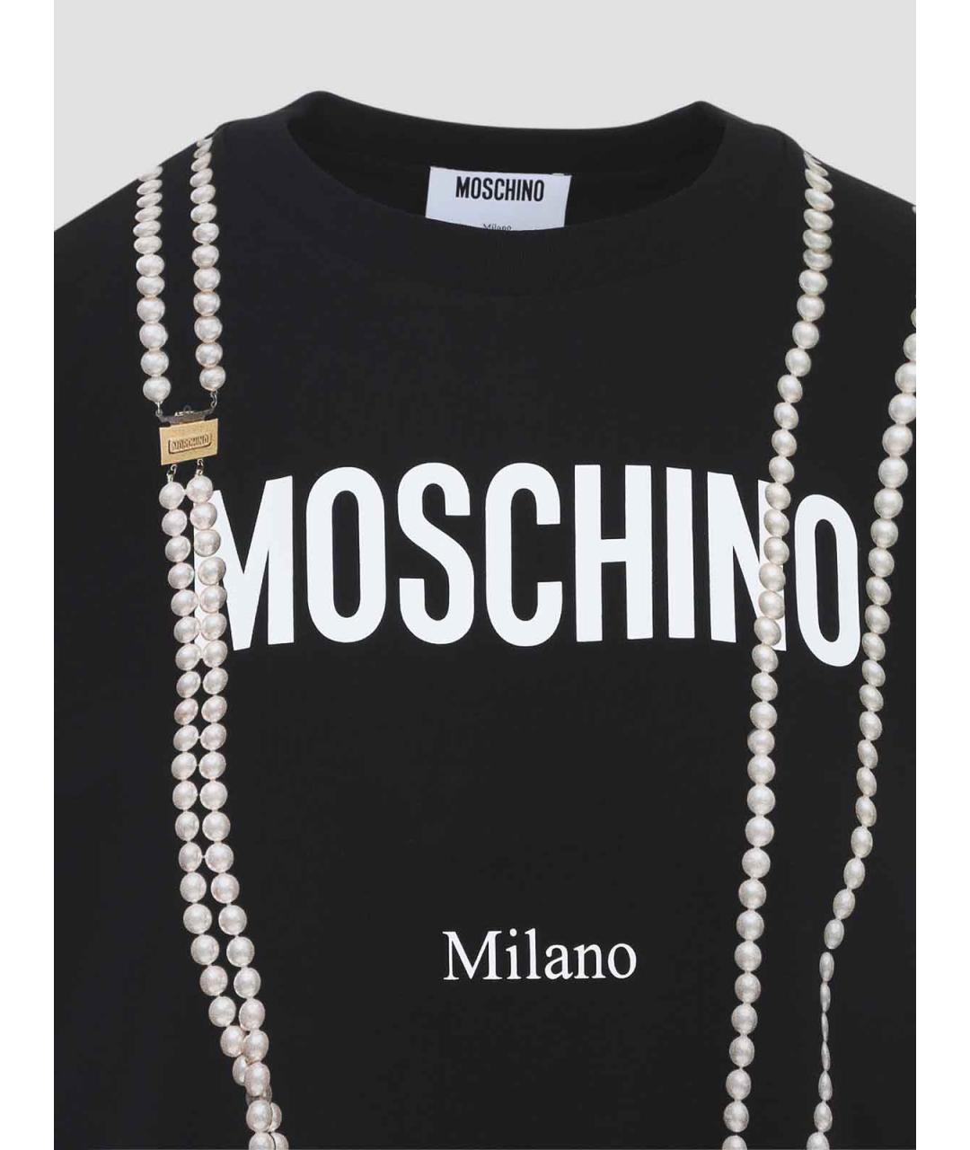 MOSCHINO Черная хлопковая футболка, фото 3